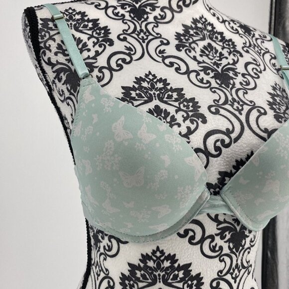 Jessica Simpson Light Blue Butterfly Print Push-Up Bra 34B - Picture 3 of 9